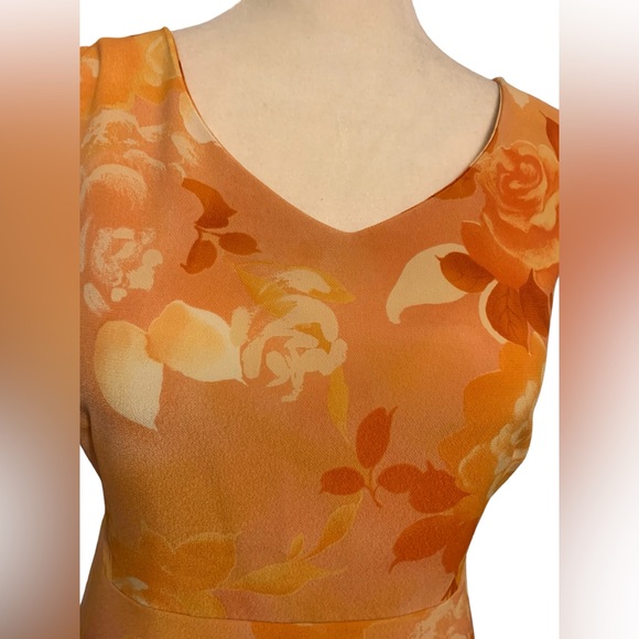 NY & Co Women's Maxi Dress. Beautiful Burnt Orange & Yellow Floral Print. EUC - Picture 3 of 5